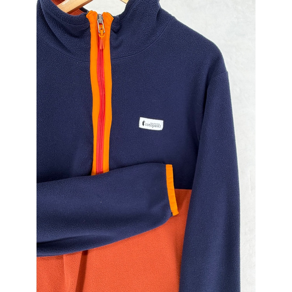 Cotopaxi Teca Fleece Pullover Mens Large Navy Orange Colorblock 1/4 Zip 1215